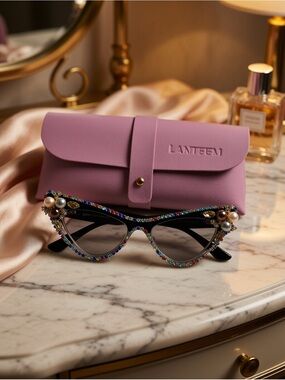 🔥🔥🆕WONENS CAT-EYE EMBELLISHED FASHION GLASSES WITH CASE